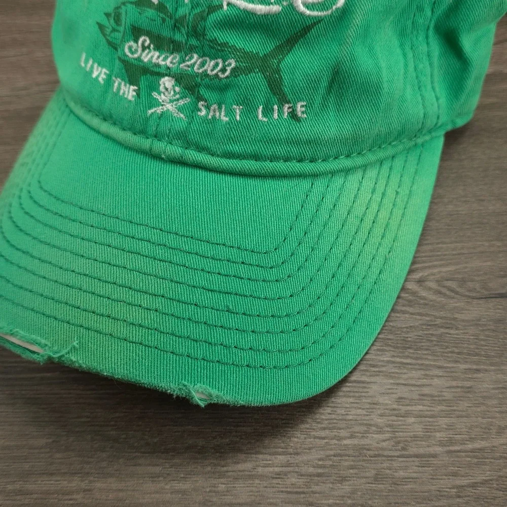Salt Life Hat Cap Strap Back Green Mens Fishing Surfing Beach Outdoors Casual